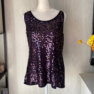 Flawed•Eileen Fisher•Sequined Shell•Sweater Tank•100% Merino Wool•Size PL